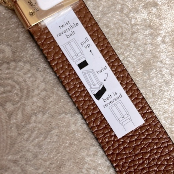 Brand New Michael Kors Genuine Leather Reversible Belt Tan Brown Logo Buckle - Picture 7 of 13